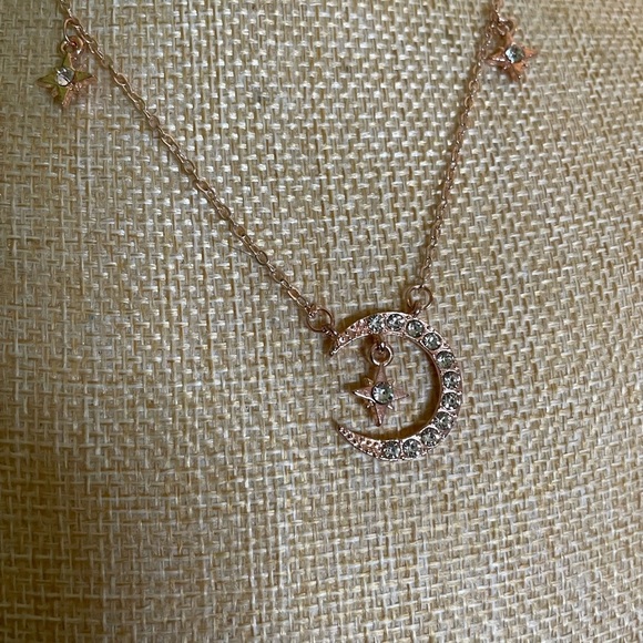 Elegant Gold Moon and Star Necklace and earrings - Picture 2 of 10